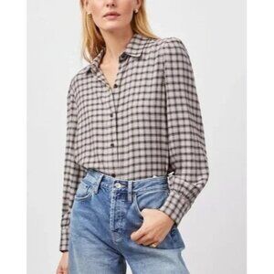 Rails Black/Gray Rails Angelica Plaid Button-Down Shirt in Malt Onyx Size XS